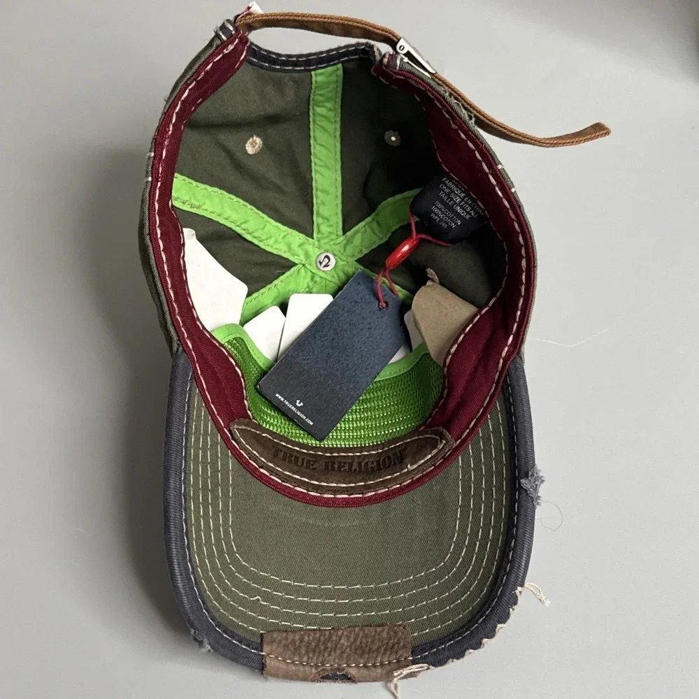 True Religion Bandana 56 Buddha Distressed Embroidered Baseball Hat Cap